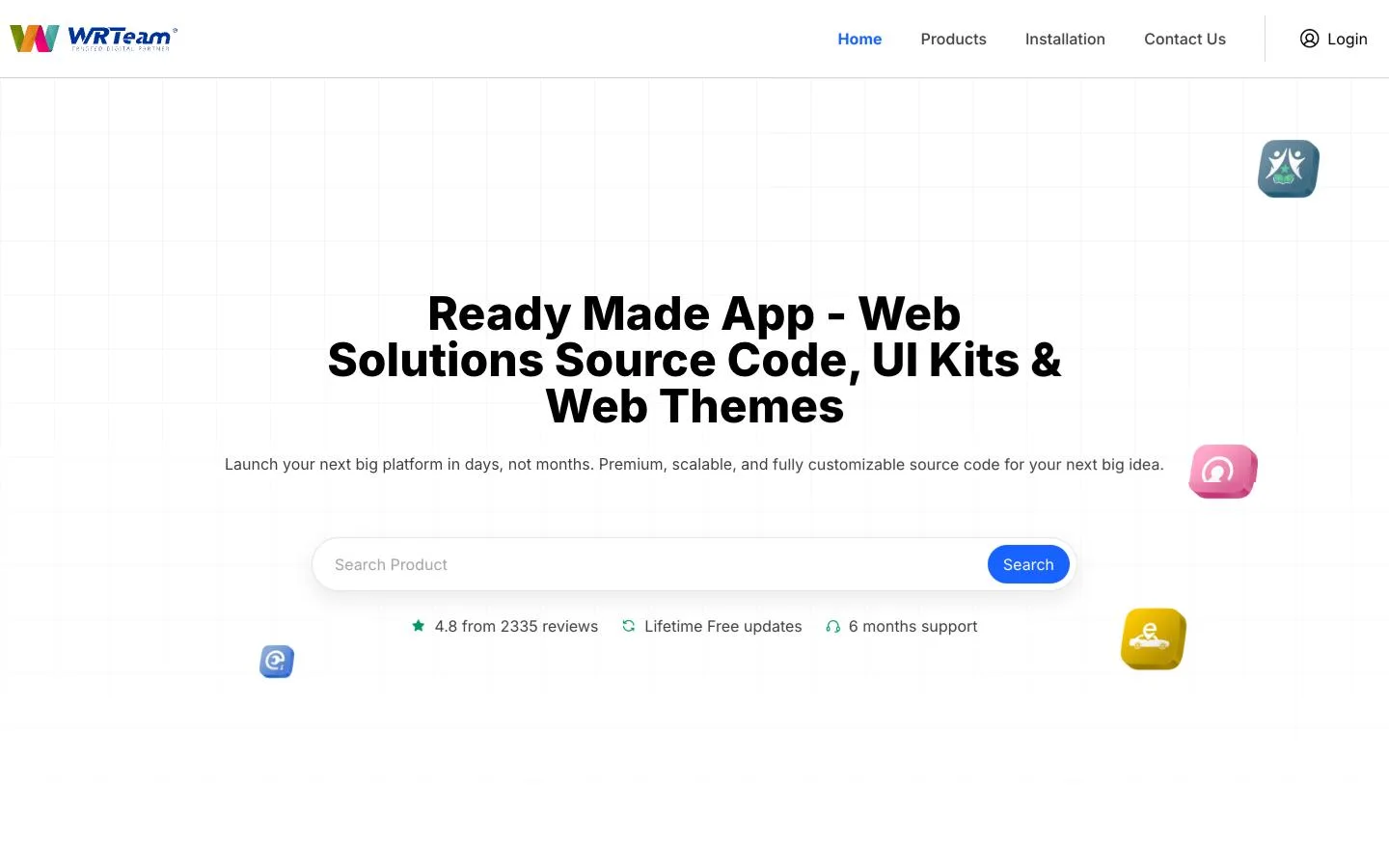 WRTeam Marketplace at desktop width