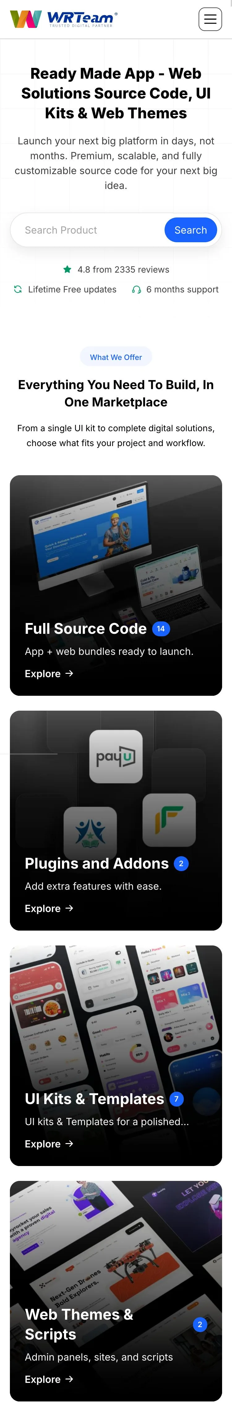 WRTeam Marketplace on a phone